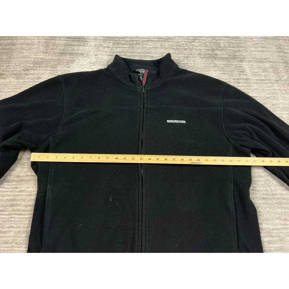 Winchester Fleece Jacket Mens XL Black Full Zip Rugged Sportsman Outdoors Logo